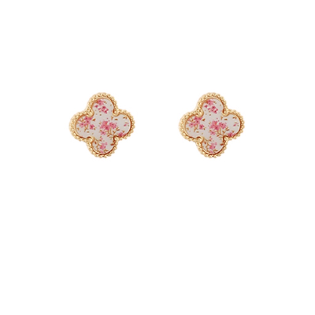 Printed Floral Clover Stud Earrings 28$